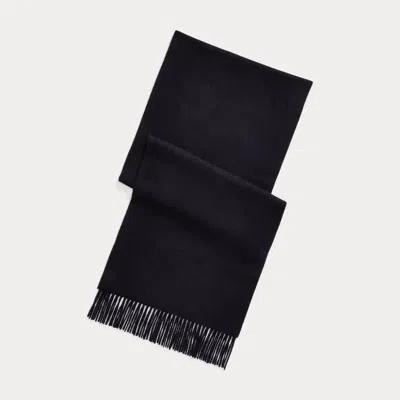 Ralph Lauren Fringe Cashmere Scarf In Navy