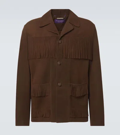 Ralph Lauren Purple Label Men's Fringed Suede Jacket In Brown