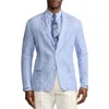 Ralph Lauren Purple Label Glen Check Single Breasted Linen Sport Coat In Cornflower Blue/white
