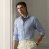 Ralph Lauren Glen Plaid Linen Shirt In Cornflower Blue/white