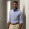 Ralph Lauren Glen Plaid Linen Shirt In Lavender