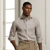 Ralph Lauren Glen Plaid Linen Shirt In Taupe