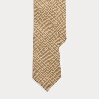 Ralph Lauren Purple Label Glen Plaid-print Silk Twill Tie In Brown