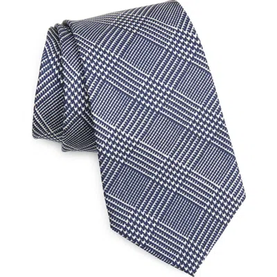 Ralph Lauren Purple Label Glen Plaid Silk Tie In Navy/white