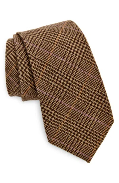 Ralph Lauren Purple Label Glen Plaid Wool, Silk & Cashmere Tie In Cream/light Brown Multi