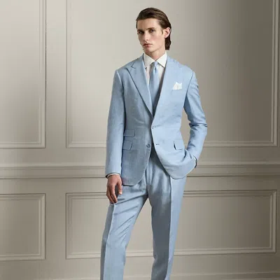 Ralph Lauren Gregory Hand-tailored Linen-silk Trouser In Chambray Blue