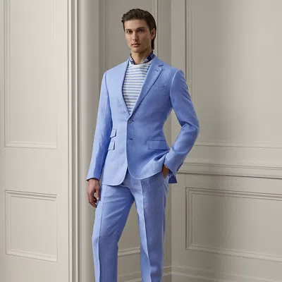 Ralph Lauren Gregory Hand-tailored Linen Suit Trouser In Cornflower Blue