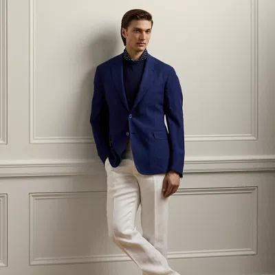 Ralph Lauren Purple Label Gregory Hand-tailored Linen Suit Trouser In Off White