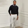 Ralph Lauren Gregory Hand-tailored Linen Trouser In Black