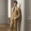 Ralph Lauren Gregory Hand-tailored Silk-linen Trouser In Classic Tan