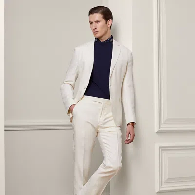Ralph Lauren Gregory Hand-tailored Silk-linen Trouser In White
