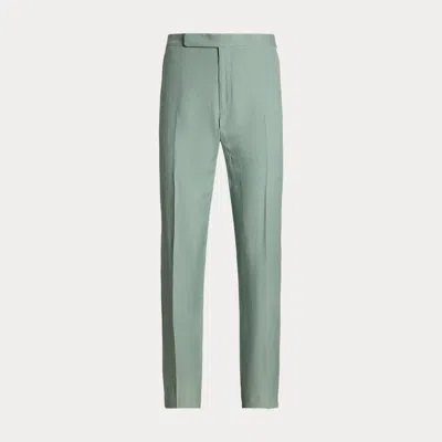 Ralph Lauren Gregory Hand-tailored Silk-linen Trouser In Jadeite Melange