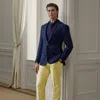 Ralph Lauren Gregory Hand-tailored Silk-linen Trouser In Lemon Meringue