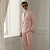 Ralph Lauren Gregory Hand-tailored Silk-linen Trouser In Soft Pink