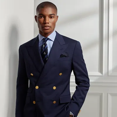 Ralph Lauren Gregory Hand-tailored Wool Serge Blazer In Blue