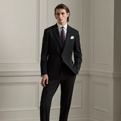 Ralph Lauren Gregory Hand-tailored Wool Twill Suit In Black
