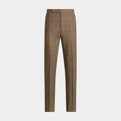 Ralph Lauren Gregory Handmade Glen Plaid Suit Trouser In Cream/light Brown Multi