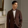 Ralph Lauren Hadley Hand-tailored Silk-linen Jacket In Brown