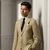 Ralph Lauren Hadley Hand-tailored Silk-linen Jacket In Classic Tan