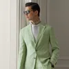 Ralph Lauren Hadley Hand-tailored Silk-linen Jacket In Palm Green