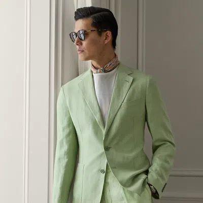 Ralph Lauren Hadley Hand-tailored Silk-linen Jacket In Palm Green