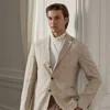 Ralph Lauren Hadley Hand-tailored Textured Jacket In Oatmeal