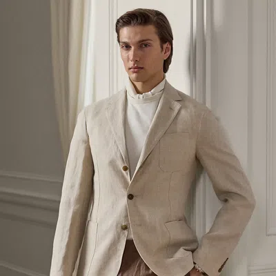 Ralph Lauren Hadley Hand-tailored Textured Jacket In Oatmeal
