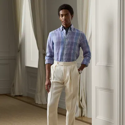 Ralph Lauren Hand-tailored Basket-weave Trouser In Classic Cream