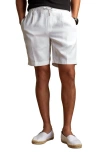 Ralph Lauren Purple Label Hand Tailored Drawstring Linen Shorts In White