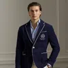 Ralph Lauren Hand-tailored Embroidered Terry Blazer In Classic Chairman Navy