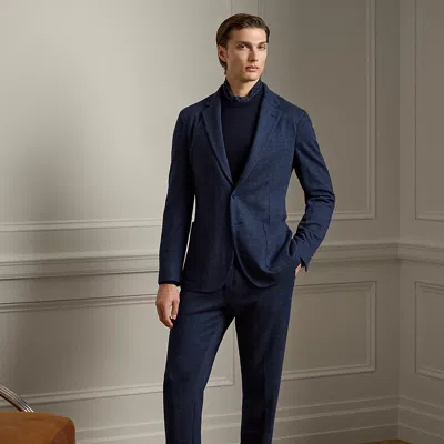 Ralph Lauren Hand-tailored Herringbone Suit Trouser In Navy Multi