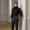 Ralph Lauren Hand-tailored Wool Flannel Trouser In Grey