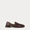 Ralph Lauren Handwoven Leather Sandal In Luggage Brown