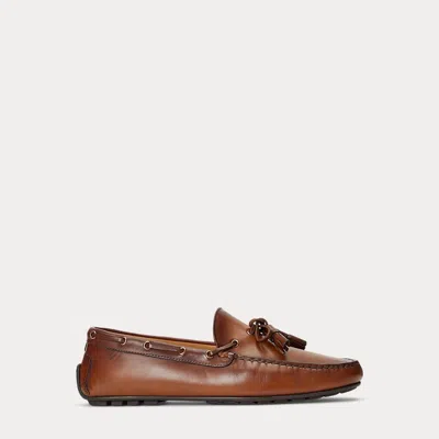 Ralph Lauren Purple Label Harold Calfskin Tassel Driver In Brown