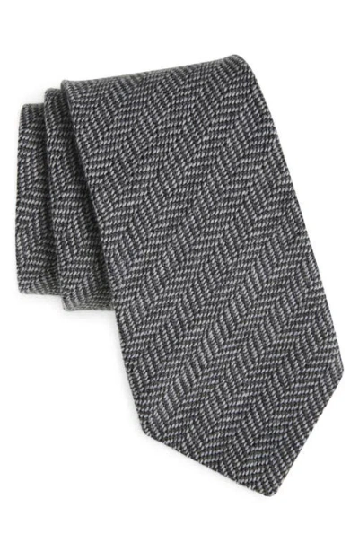 Ralph Lauren Purple Label Herringbone Cashmere & Silk Tie In Gray