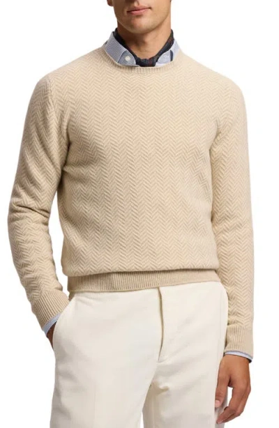 Ralph Lauren Purple Label Herringbone Knit Cashmere Sweater In Neutral