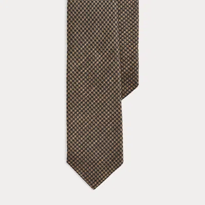 Ralph Lauren Purple Label Houndstooth Linen-silk Jacquard Tie In Brown
