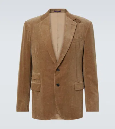 Ralph Lauren Kent Cotton And Cashmere Corduroy Blazer In Green