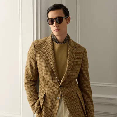 Ralph Lauren Kent Hand-tailored Check Sport Coat In Tan/brown Multi