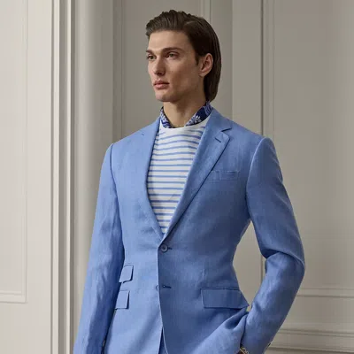 Ralph Lauren Kent Hand-tailored Linen Suit Jacket In Cornflower Blue