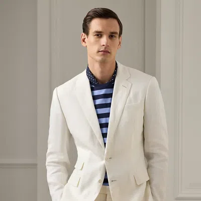 Ralph Lauren Purple Label Kent Hand-tailored Linen Suit Jacket In White