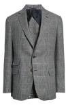 Ralph Lauren Purple Label Kent Hand Tailored Plaid Linen Blazer In Navy/cream W/cf Oc