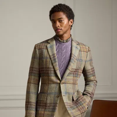 Ralph Lauren Kent Hand-tailored Plaid Wool Sport Coat In Sage Multi