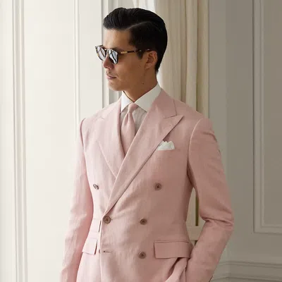 Ralph Lauren Kent Hand-tailored Silk-linen Jacket In Soft Pink