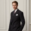 Ralph Lauren Purple Label Kent Hand-tailored Striped Suit Jacket In Black
