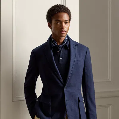 Ralph Lauren Kent Handmade Houndstooth Sport Coat In Navy