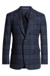 Ralph Lauren Purple Label Kent Plaid Wool Sport Coat In Medium Blue/ Navy