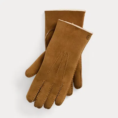 Ralph Lauren Lamb-shearling Gloves In Chestnut/cream
