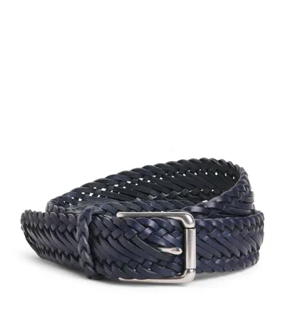 Ralph Lauren Purple Label Leather Braided Belt In Pink