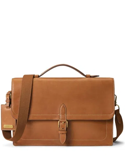 Ralph Lauren Leather Briefcase In Brown